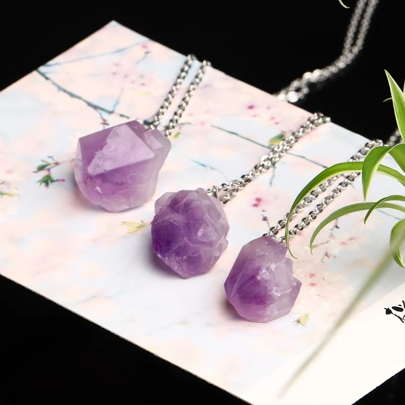 1 шт. натуральный кристалл аметист кластерный кулон кварцевый минерал украшения