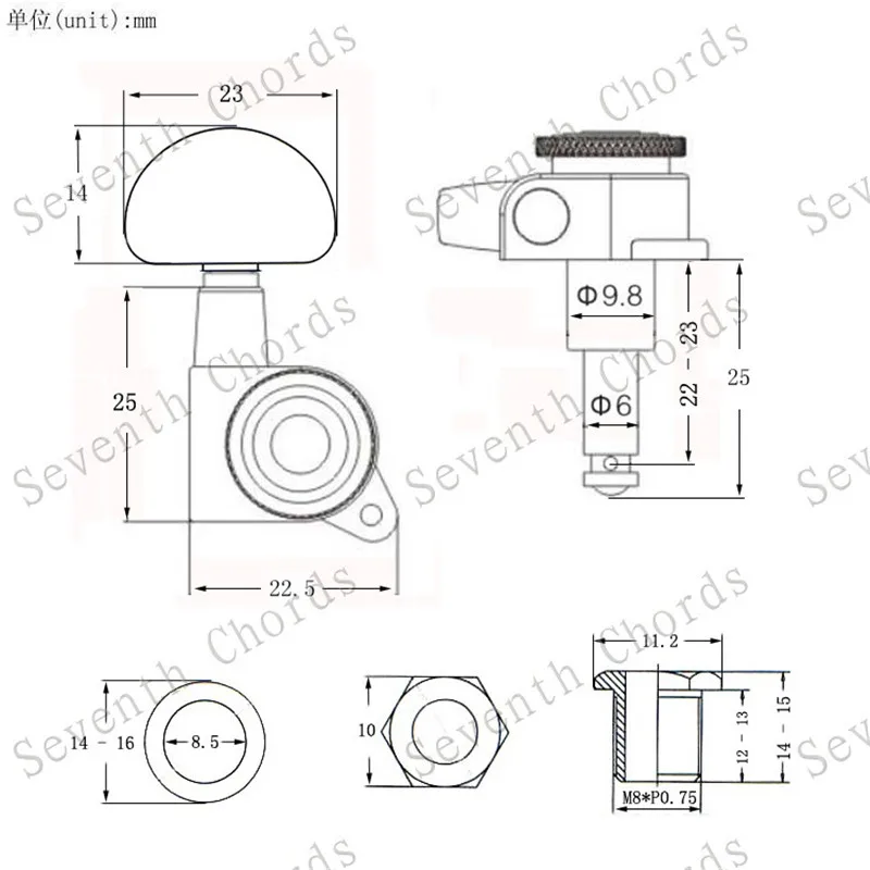 Набор черных заблокированных колышек 3R3L для тюнинга струн гитары тюнеры