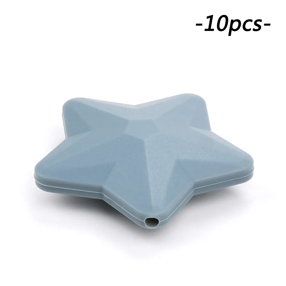 Dim gray LOFCA 10 шт. силиконовые бусины Мягкие Детские Прорезыватели для зубов Diy ювелирные изделия браслет колье и кулон детский Прорезыватель силиконовая звезда - Цвет: Dim gray