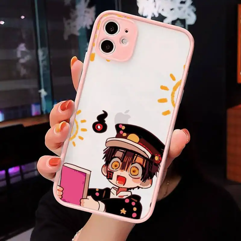 

Japan Toilet Bound Hanako Kun Phone Case For iPhone 12 11 Mini Pro XR XS Max 7 8 Plus X Matte transparent Pink Back Cover