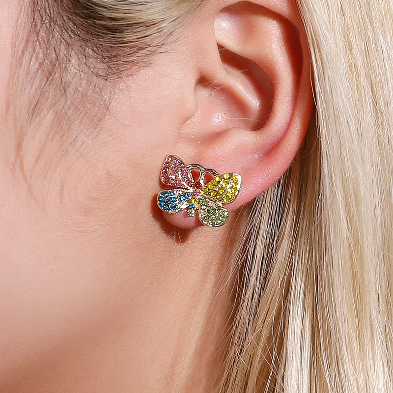 

2020 Newest Temperament Crystal Design Butterfly Stud Earrings Retro Sweet Insect Ear Accessory Earrings Jewelry