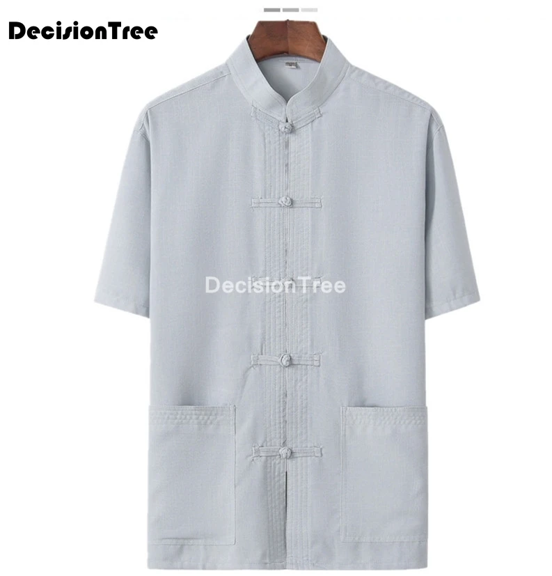 

2021 tradictional chinese clothing for men long sleeve cotton linen loose shirts kung fu tai chi tang suit chinese tops