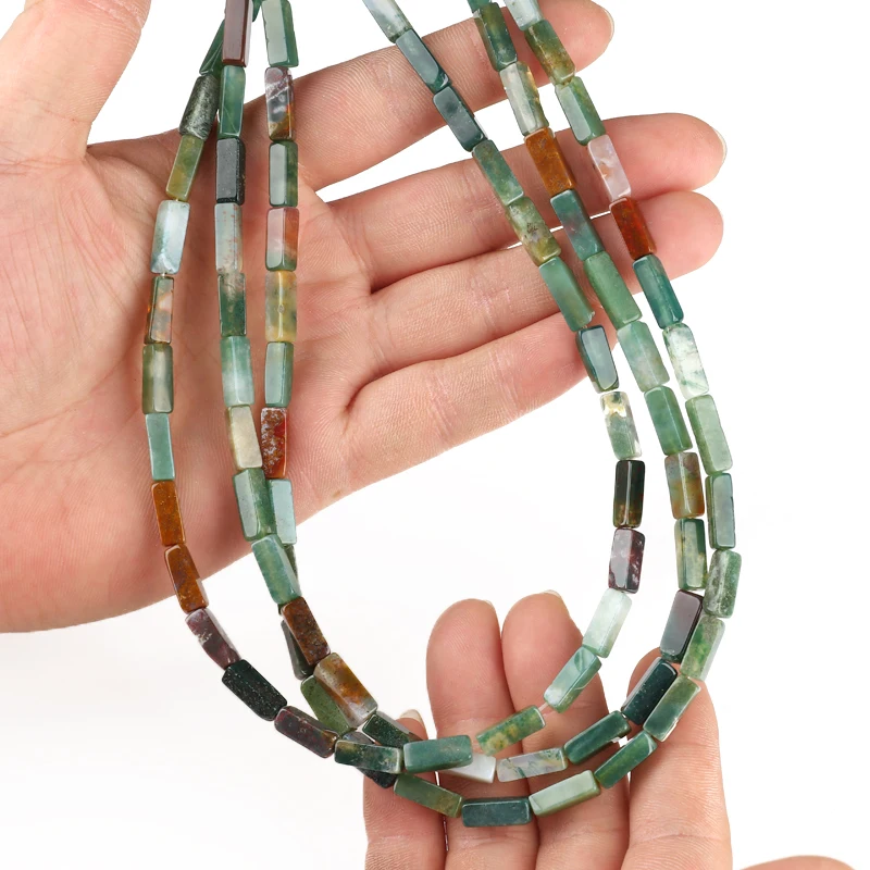 

Hesiod 4*13mm Square Geometric Natural Stone Loose Spacer Beads Emerald Smooth Seed Beads DIY Bracelet Jewelry Making 15''