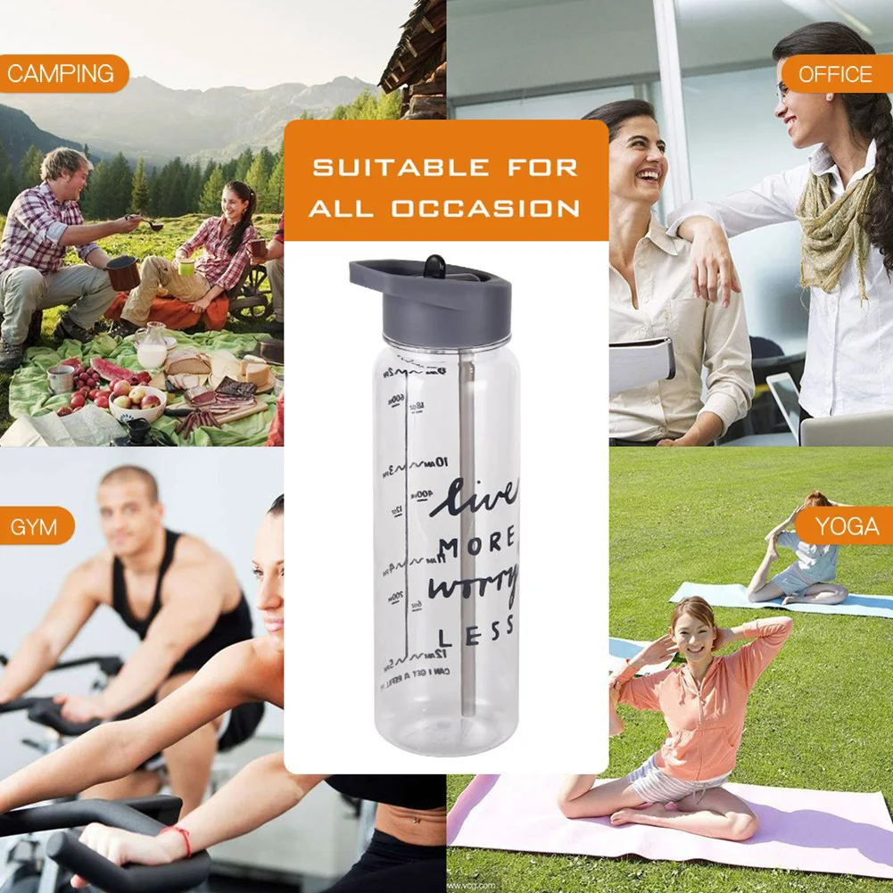 720 мл большая емкость переносная Спортивная бутылка для питья с маркером времени