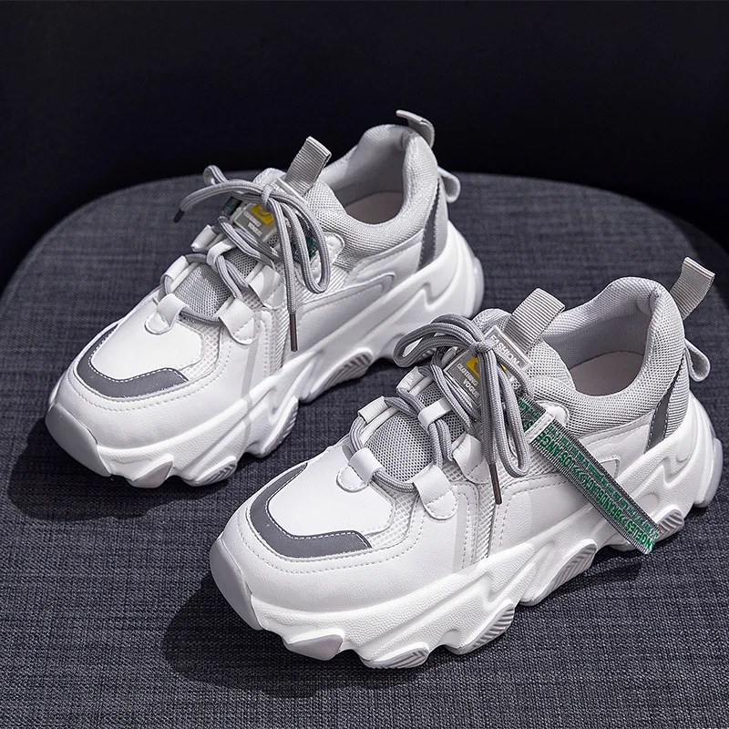 

LAASIMI 2020 Fashion Women Platform Sneakers Genuine Leather Causal Ladies Chunky Shoes Woman High Sports Vulacanize Shoes