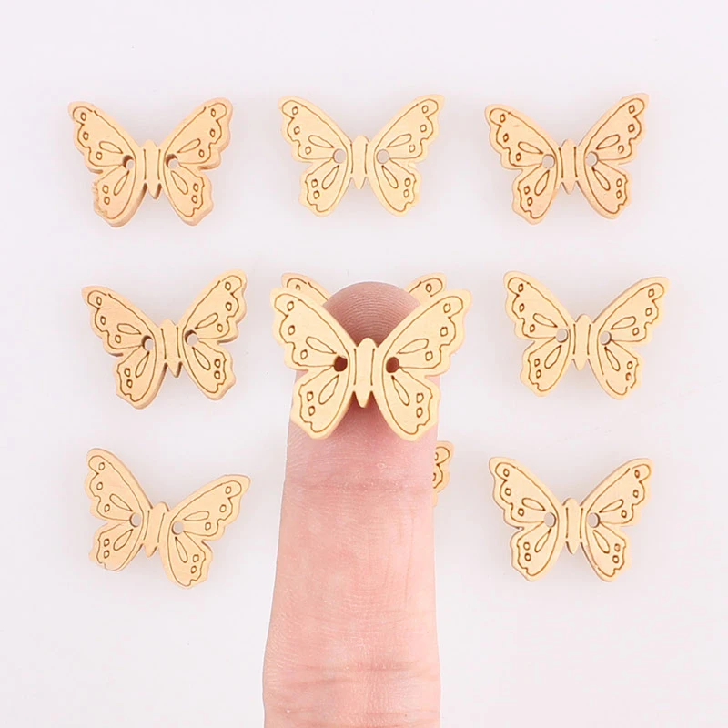 Деревянные пуговицы в форме бабочки с 2 отверстиями для скрапбукинга поделок