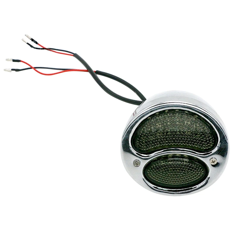

12V Dual Lamp Motorcycle Tail Light Retro Tail Light Conversion Round Brake Light for Cruise Cafe Racer