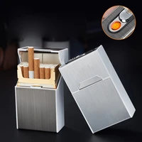 portable usb rechargeable cigarette case metal cigarette boxes 20pcs cigarette holder case not lighter gadget for men