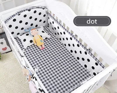 

6PCS dot baby bedding products toddler bed Nursery Crib Bedding sets cot set crib bumper bed sheet (4bumpers+sheet+pillow cover)