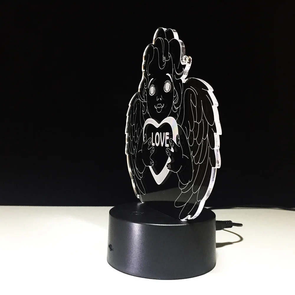 Любовь ангел 3d Led Usb ночник Lampara Escritorio прикроватная настольная лампа дети Лава