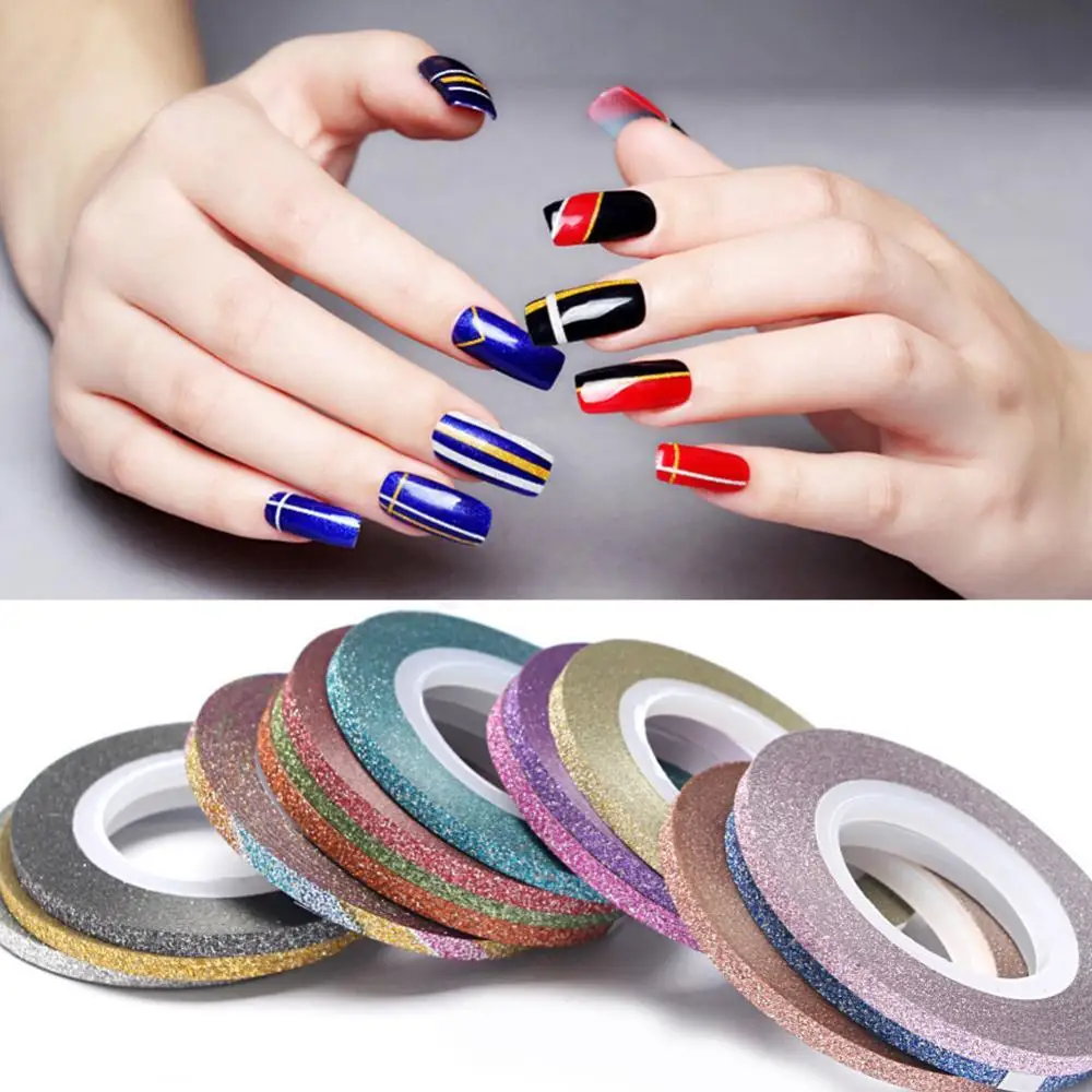 

50% Hot Sale 10Pcs/Set 20m Fashion Scrub Nail-Striping Manicure Tape Line DIY Nail Decal Tool