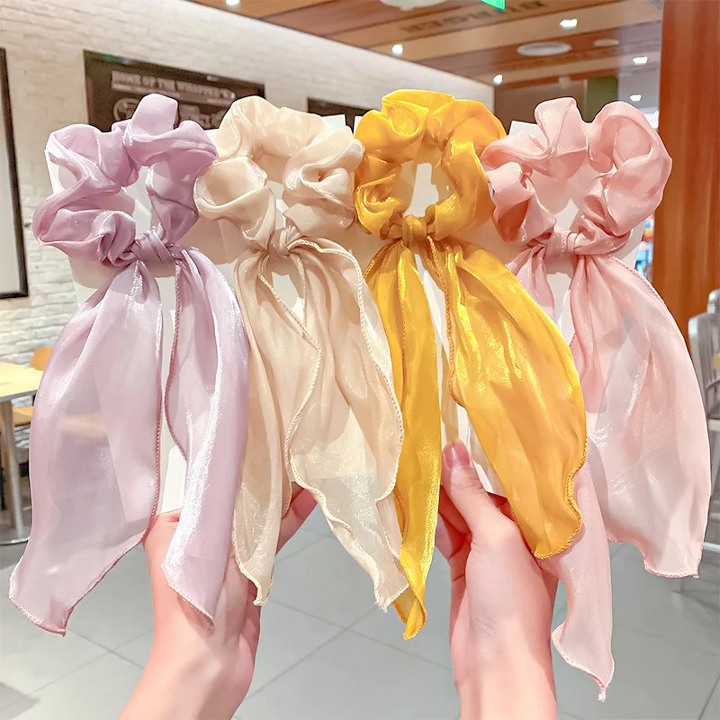 Резинка для волос женская однотонная с бантом |