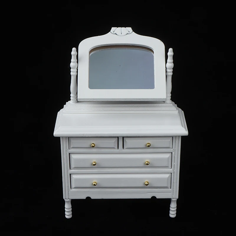 

1 шт., 1:12 миниатюрный деревянный белый комод для кукольного домика, косметическая модель шкафа, мебель для кукольного домика, декоративные а...