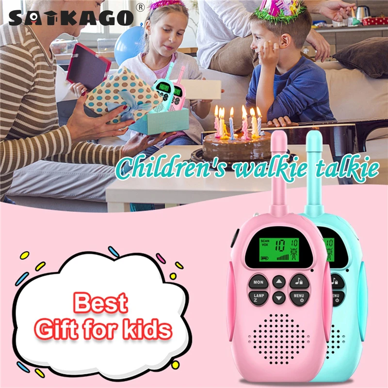2pcs Kids Mini Walkie Talkie Portable Flashlight HF Transceiver 1000mAh Battery 3-5km Hiking Interphone Toys Gift Two Way Radio