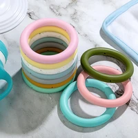 tyry hu10pc baby round shape silicone teether baby molar toys safety bpa free food grade silicone diy pacifier chain accessories