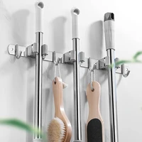 balleenshiny high quality 304 stainless steel mop hook broom holder free perforation wall mounted multifunctional broom holder