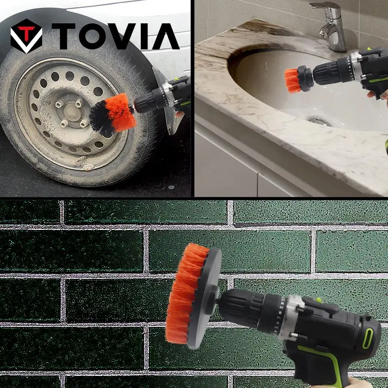 TOVIA 3pcs Power Scrubber Brush Set For Bathroom Electric Drill Clean Scrub Attachment Kit 2/3.5/5 inch | Инструменты