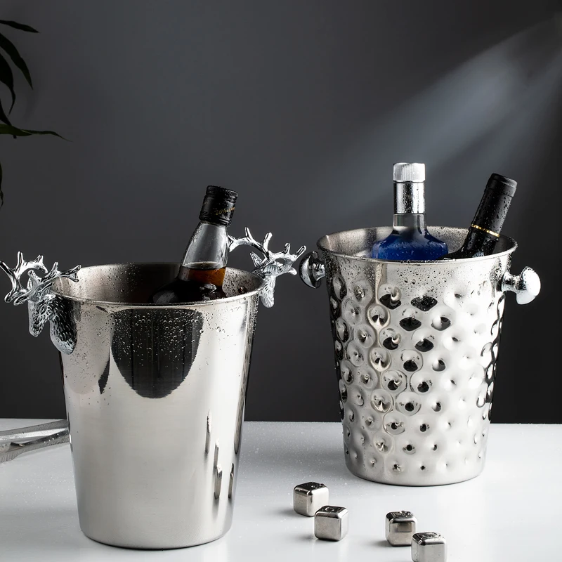 

Personality Golden stainless steel Ice bucket Light luxury antlers Home wine champagne bucket Ice bucket Home Decoration