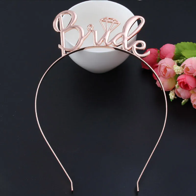 Розовое золото буквы "Bride to be" Фольга шар Свадебные украшения Baby Shower Святого Валентина вечерние невесты Алфавит Balaos Декор поставки - Цвет: 1pcs Headband