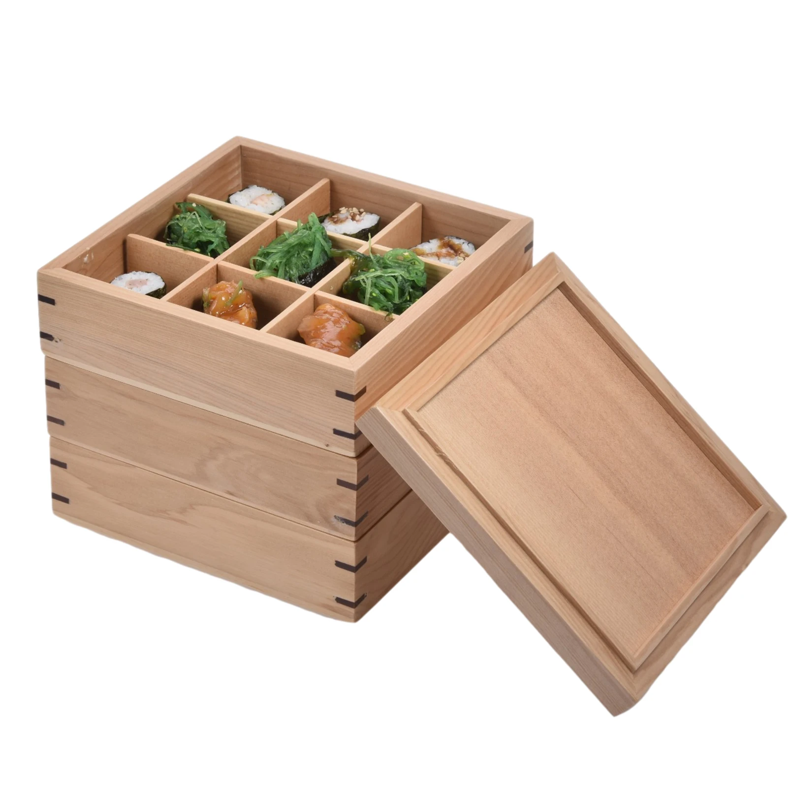 

Wooden Bento Box Japanese Sushi Cutlery Set Gift Box 3 Layer Simple Japanese Bento Box Household Cutlery Box