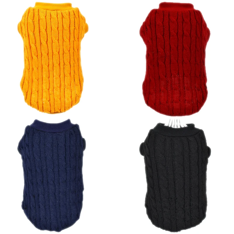 Зимняя однотонная Одежда для собак теплый Рождественский свитер щенков женская
