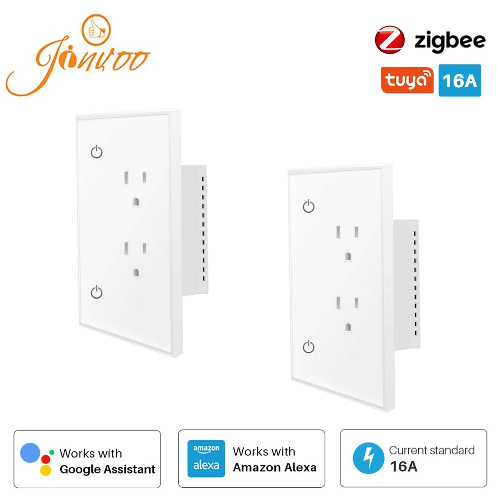 

Jinvoo Zigbee Smart wall socket 16A with 2 sockets,compatible with Alexa,Google Home,Powered by Tuya