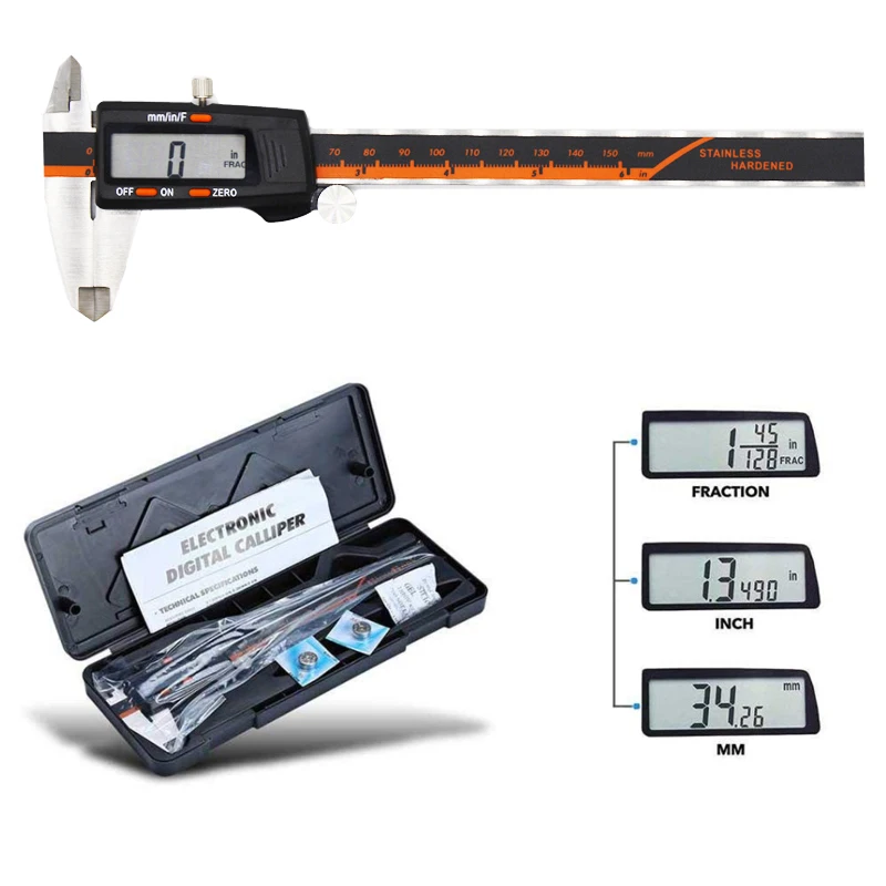 150 мм электронные Штангенциркули из нержавеющей стали цифровой штангенциркуль 6