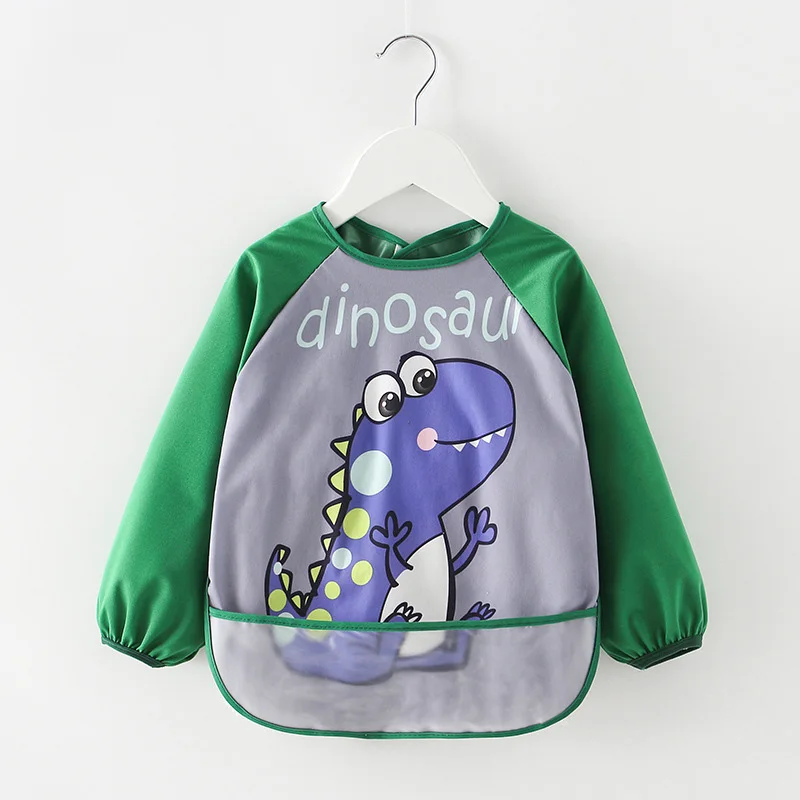 Style 7 dinosaur Милый детский нагрудник малыша Baberos Bavoir водонепроницаемый передник с длинными рукавами Мультяшные животные Дети Кормление комбинезон детские вещи - Цвет: Style 7 dinosaur