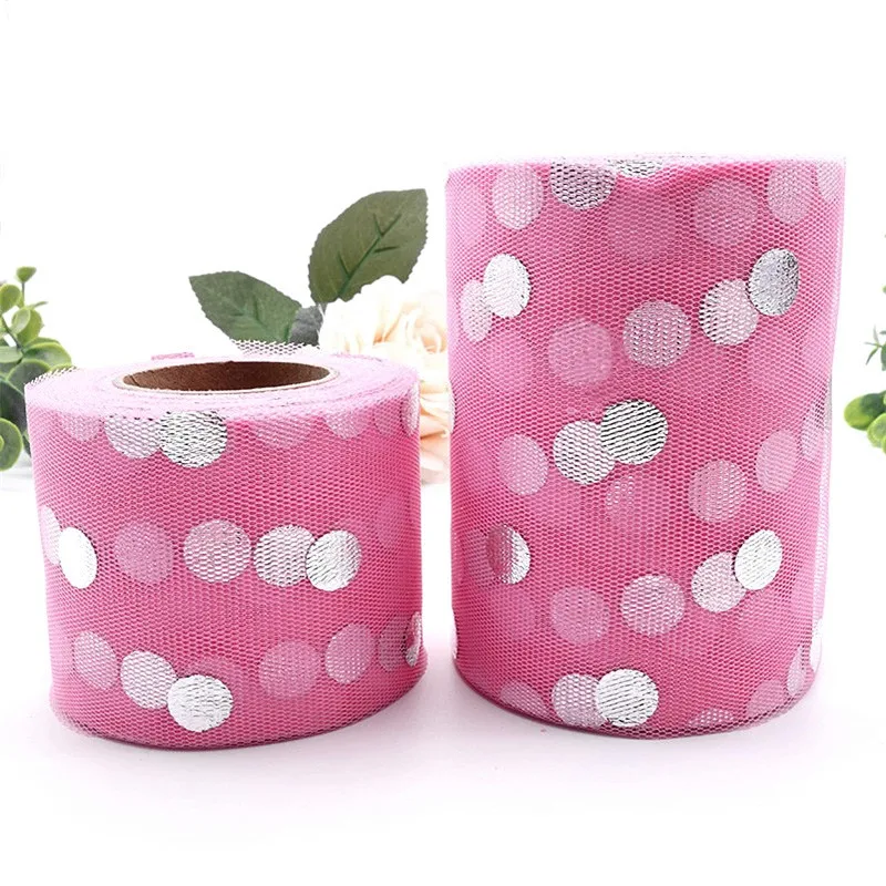 25 ярдов штамповки в золотистый горошек Тюль Блестки Ткань сделай сам на свадьбу