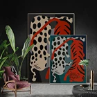 Абстрактная Роскошная животная Картина на холсте Абстрактная красная Тигр Леопард настенный художественный плакат декоративная картина Декор для гостиной