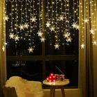 Водонепроницаемая Праздничная гирлянсветильник-занавеска для вечеринки, Рождественское украшение, снежинки, светодиодная гирлянсветильник s 3,5 м, мигасветильник свет s Wave, Сказочная гирлянда