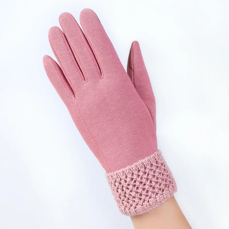 G145 016C Pink VIIANLES/кружевные кашемировые перчатки, женские модные теплые зимние теплые перчатки, лыжные ветрозащитные защита для рук, удобные перчатки - Color: G145 016C Pink