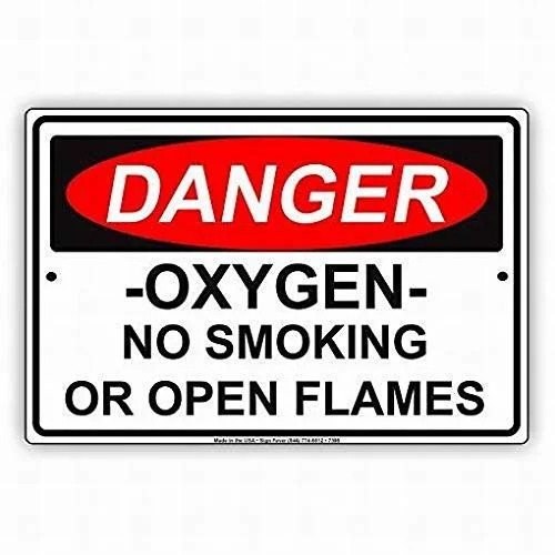 

New Tin Sign Danger Oxygen No Smoking Or Open Flames Beware Alert Safety Aluminum Metal Sign for Wall Decor