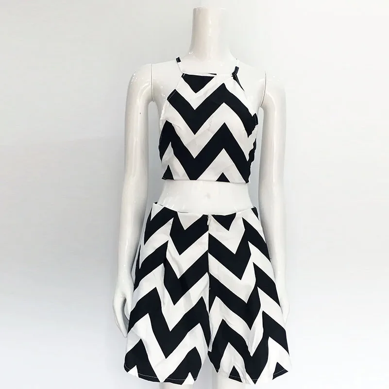 Укороченный топ с волнистым принтом женский спортивный костюм комплект из двух