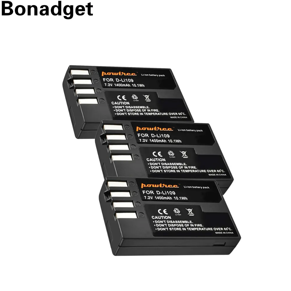 Bonadget 7 2 V 1400 мА/ч литий ионный Аккумулятор akku емкостью DLI109 D LI109 Камера Батарея для