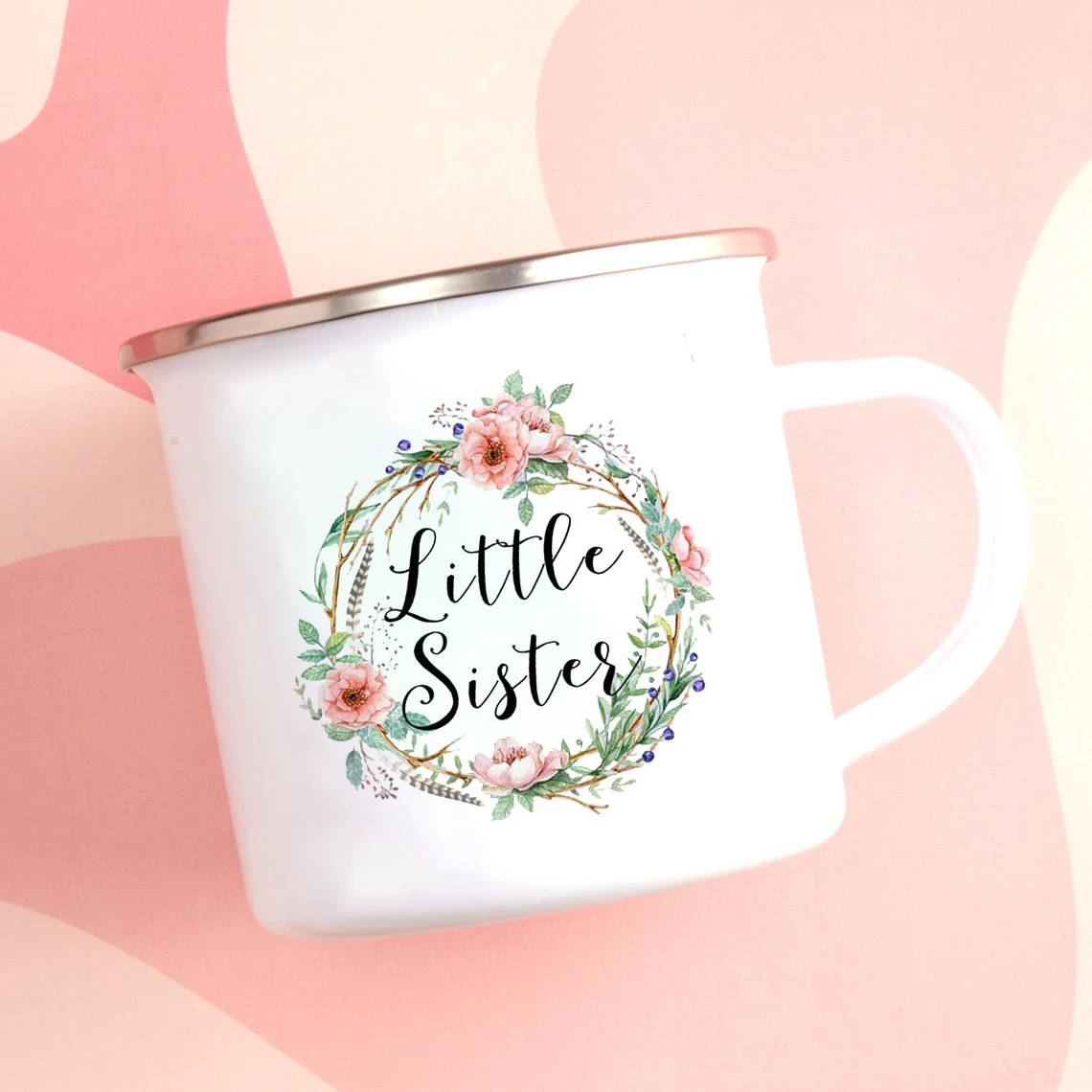 Hermano tazas hermano hermana tazas con asa esmalte taza regalo para hermana-3