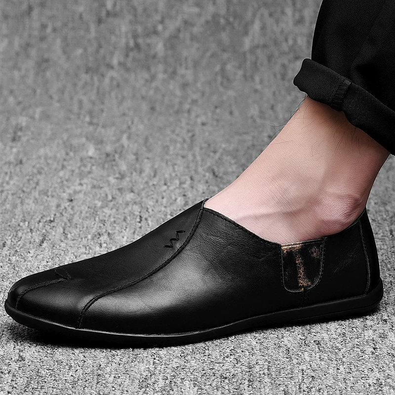

DM74 Fashion Leather Men Shoes Casual Breathable Loafers Men Leather Moccasins Comfortable Flat Men Shoes Waterproof Footwear