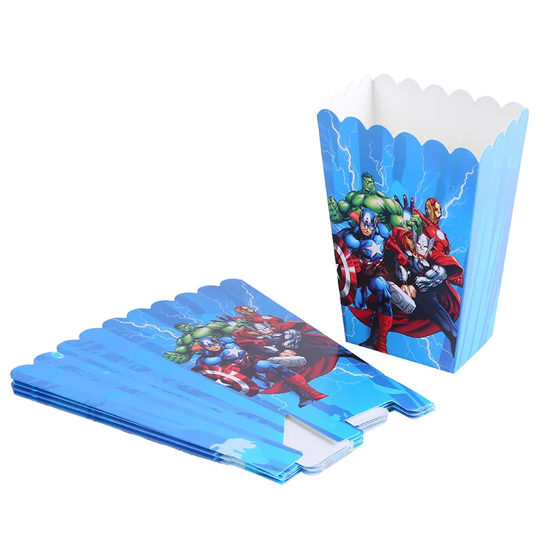 Popcorn box 6pcs Набор украшений для детской вечеринки в стиле супергероев, Мстителей, на день рождения, вечерние принадлежности, Детские вечерние принадлежности - Цвет: Popcorn box 6pcs