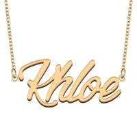 khloe name necklace for women stainless steel jewelry 18k gold plated nameplate pendant femme mother girlfriend gift