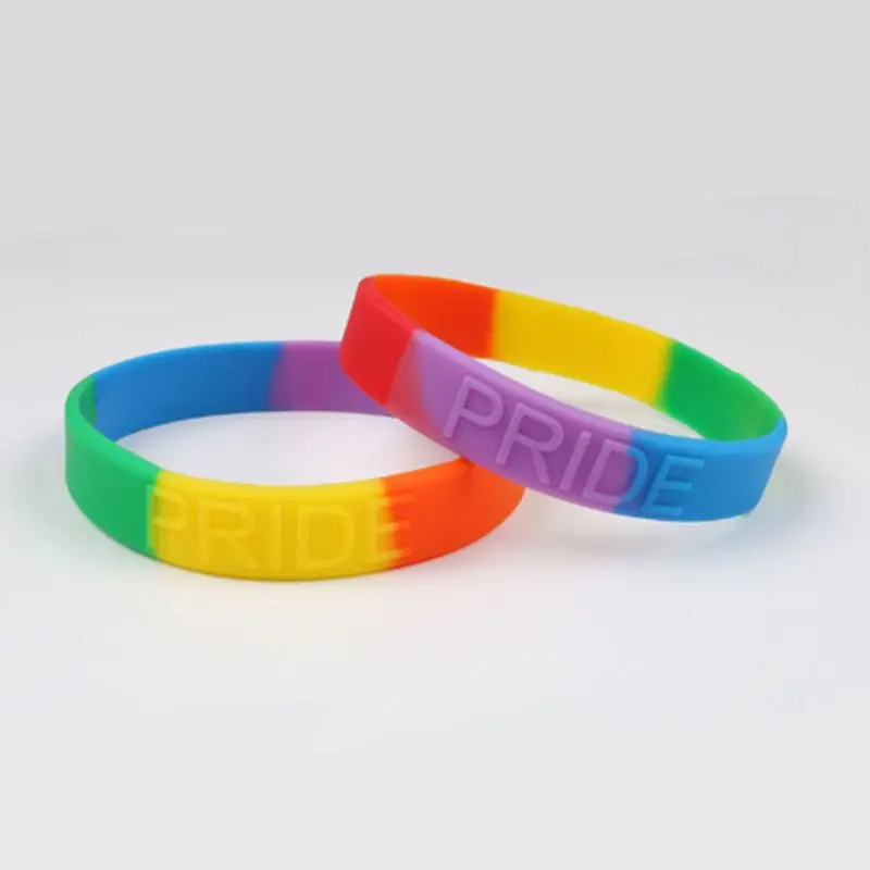 

18 Types Unisex LGBT Rainbow Letters Sports Wristband Six-Color Gay Lesbian Pride Silicone Rubber Wristlet Bracelet Party