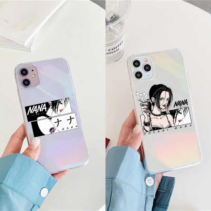 

Nana Osaki Phone Case for iPhone huawei P 7 8 9 11 12 10 30 40 S X XS XR MINI Pro Max Plus laser Transparent Anime Cartoon Shell