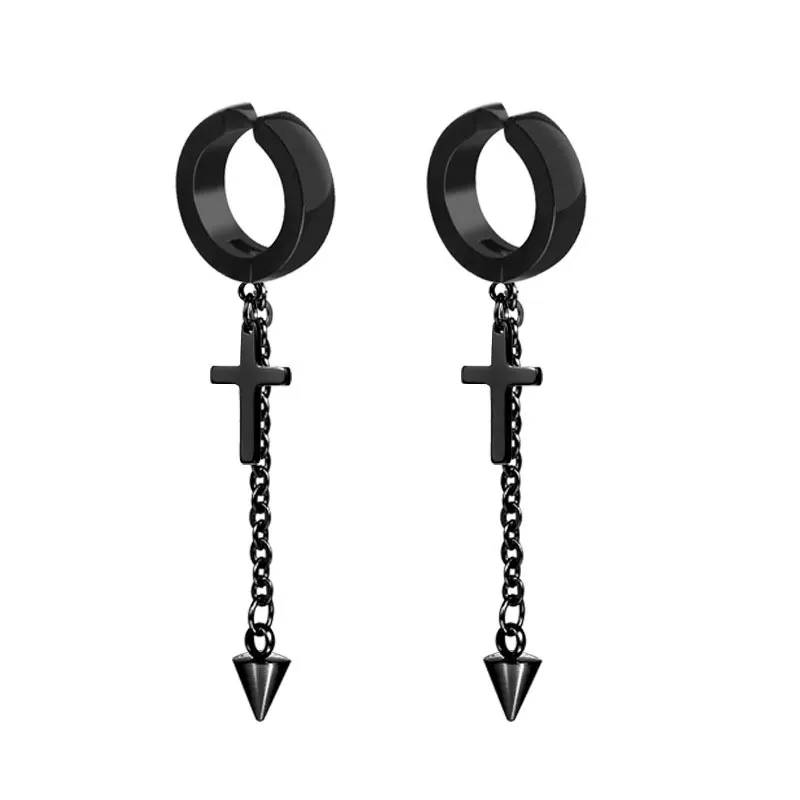 

Men Clip on Earrings Hiphop Punk Hypoallergenic Titanium Steel Earrings Ear Clip Earrings without piercing Men's Accessories