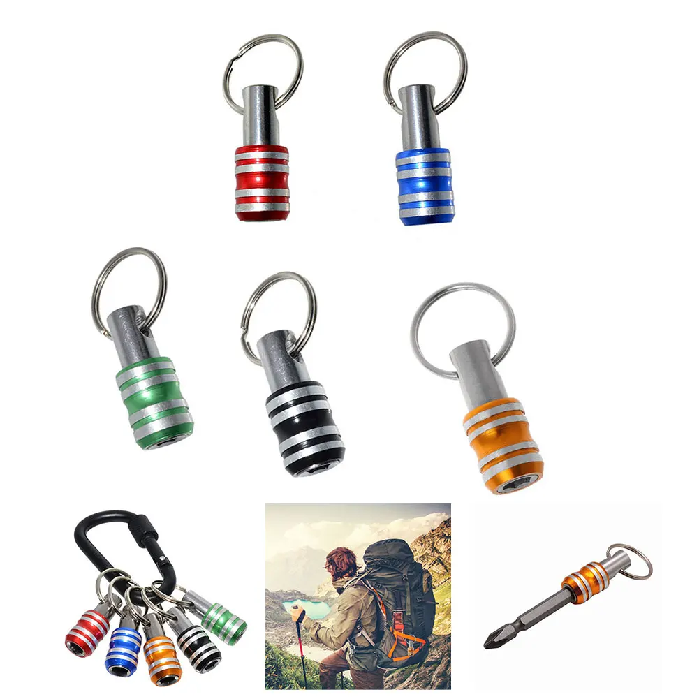 

5PCS 1/4inch Hex Shank Aluminum Alloy Screwdriver Bits Holder Extension Bar Drill Screw Adapter Release Keychain Easy Change