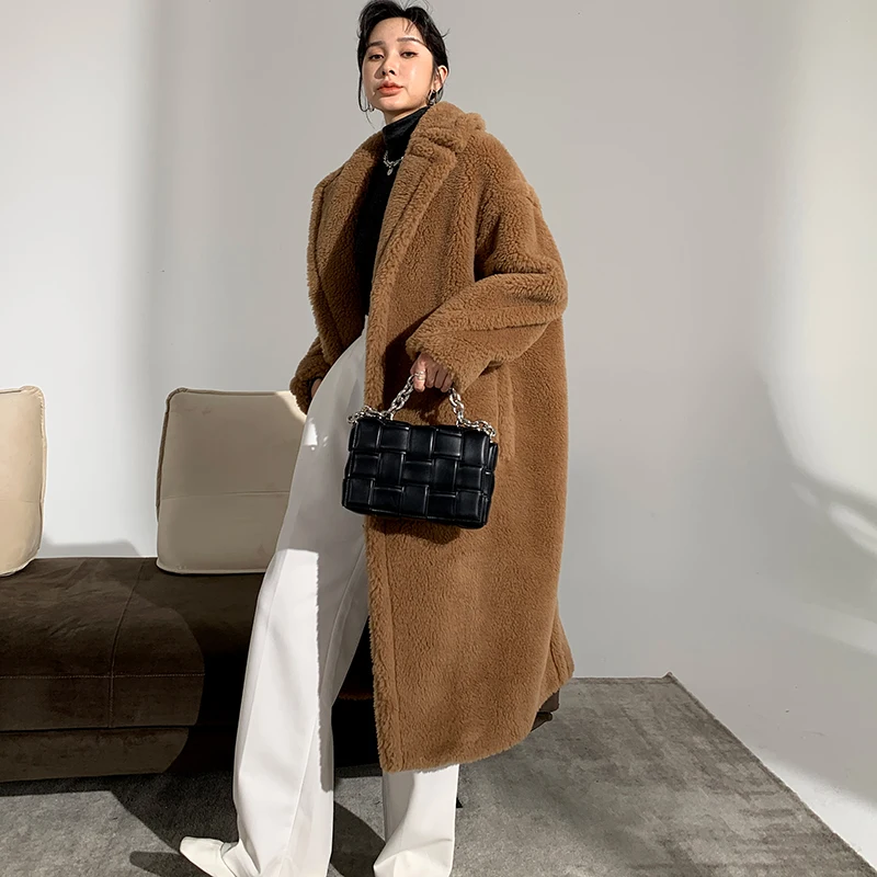 Для женщин пальто с мишкой Тедди женское из шерсти альпаки женские Шерстяное