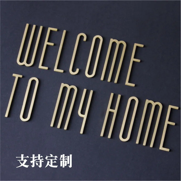 solid wall decorative brass letters english alphabet home decoration copper letter arabic numerals house number diy shop name free global shipping