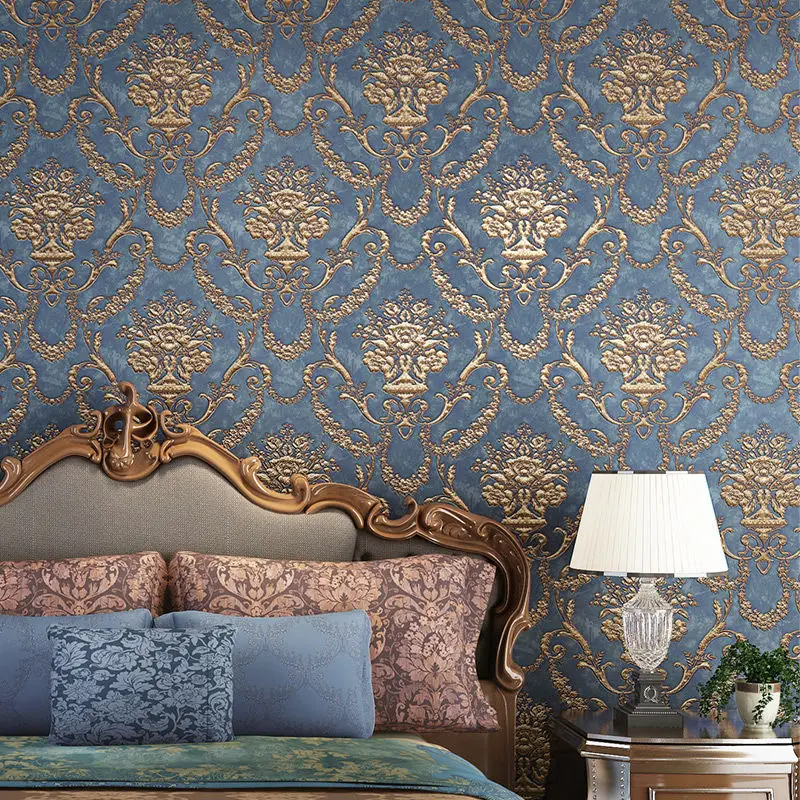 Обои для спальни дамасский нетканый материал фоновая стена гостиной дивана