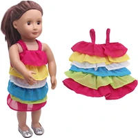 18 inch american doll girls clothes rainbow cake slip dress newborn skirt baby toys accessories fit 40 43 cm boy dolls gift c359
