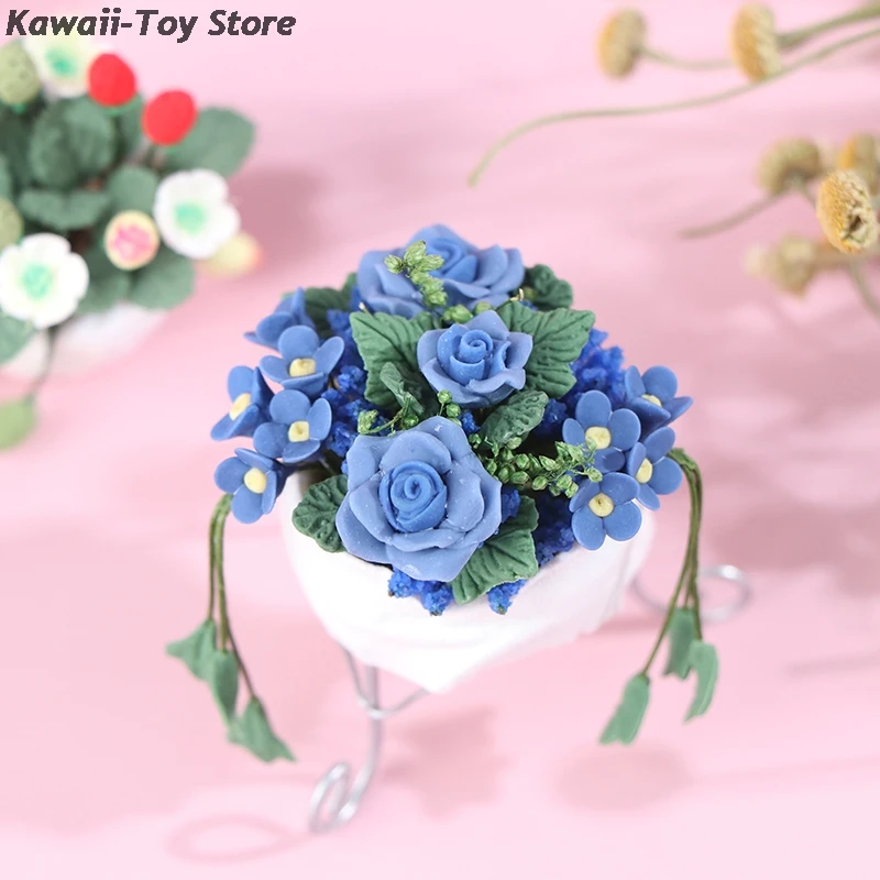 

Doll House Miniature Flowers Fairy Garden Ornament Mini Potted Plant Flowers Pot DollHouse Decor Bonsai Model Kids Play Toy 1:12