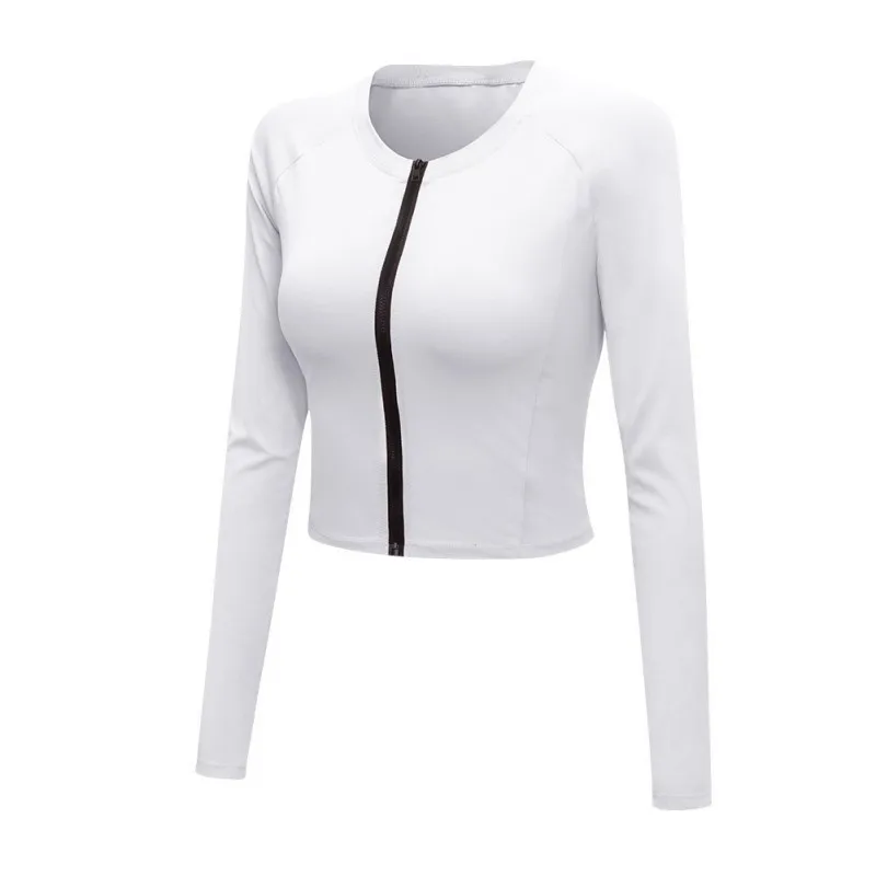 

Women Zipper Long Sleeve Sports Running Training Workout Quick-drying Stretch Tight Top T-shirt