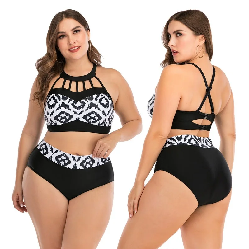 

Large size women's bikini split suit fat woman swimsuit fashion casual sexy big cup oversized high waist ladies 2-piece swimsuit